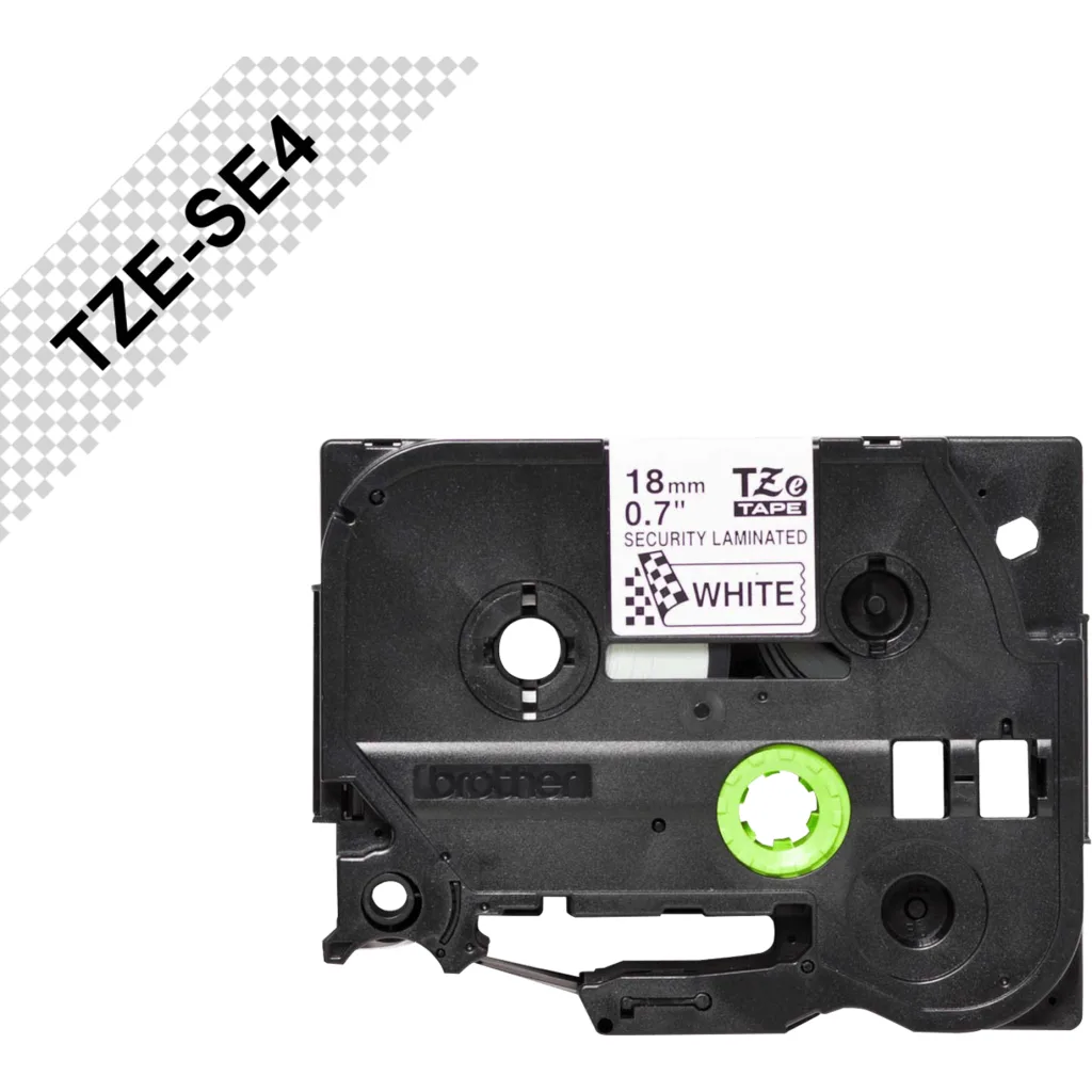Imagen 1 de Cinta Laminada de Seguridad Brother TZe SE4 18MM Text Negro Fondop blanco 8Mt