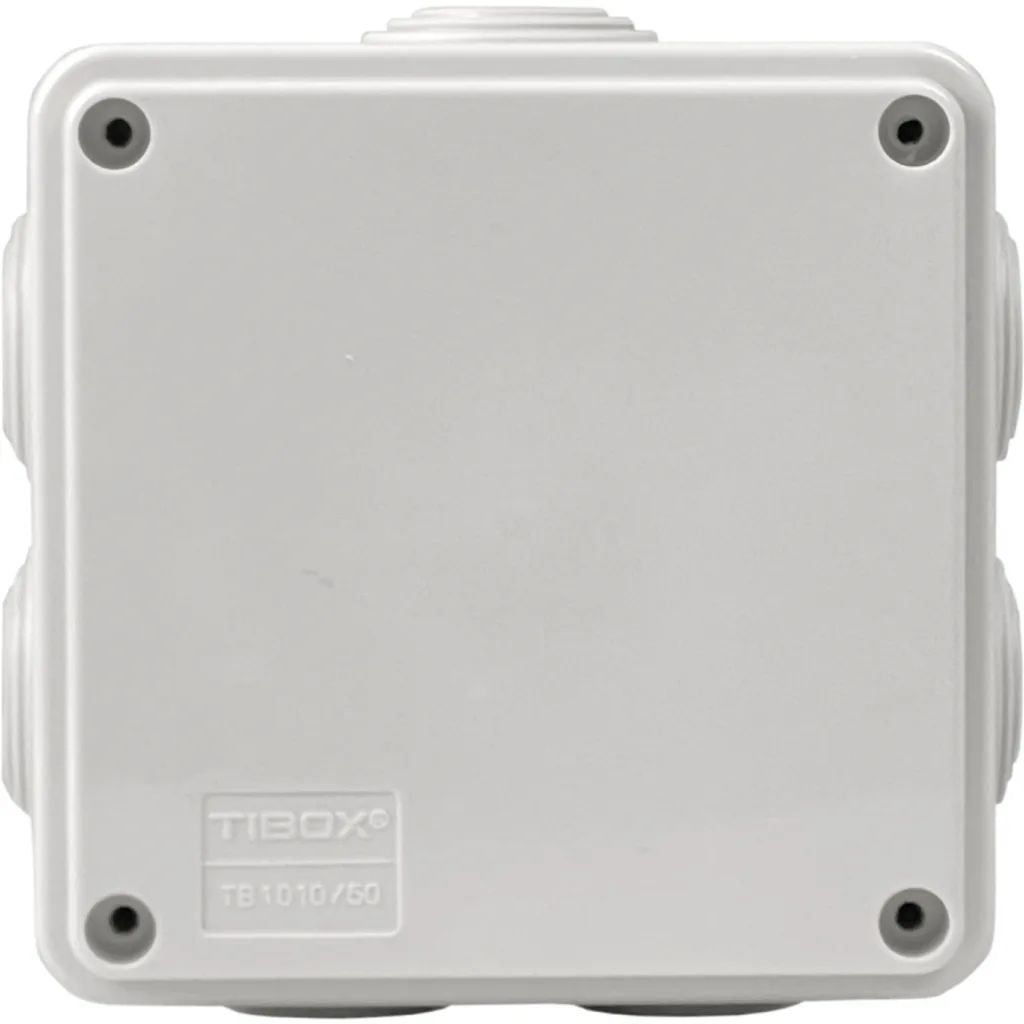 TIBOX 100x100x50mm Caja Estanca Blanca IP55 7-Conos 4-Tornillo AG1010R