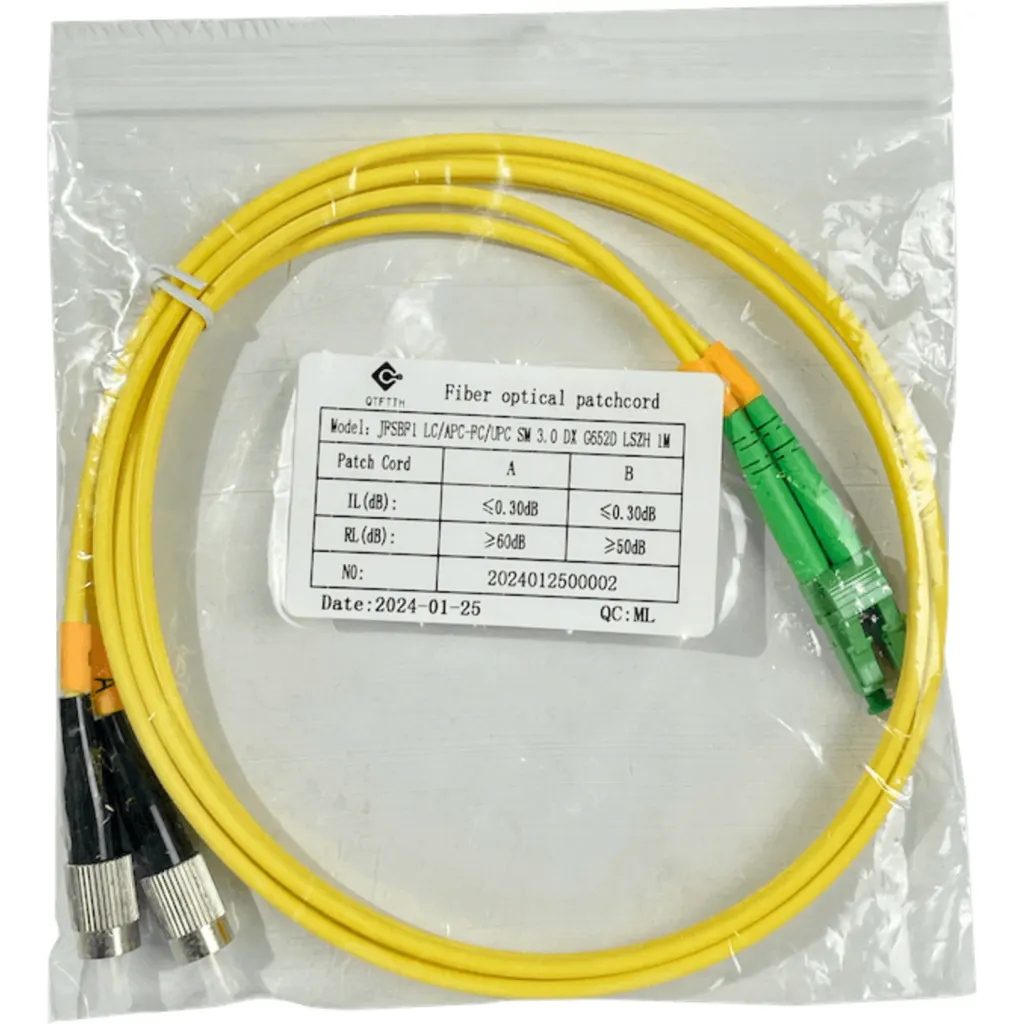 Imagen 1 de 1mt LC/APC-FC/UPC MonoModo SM Duplex Jumper Cable Fibra 9/125um 3mm