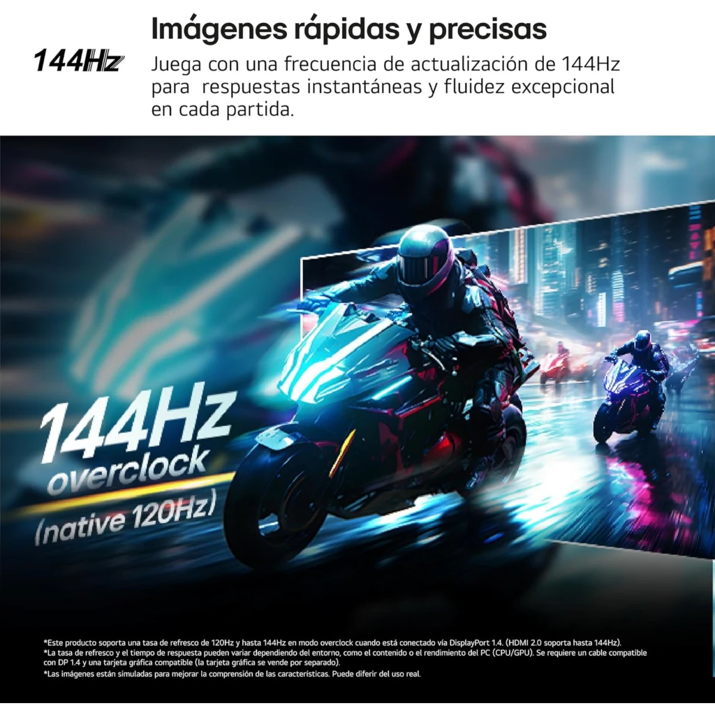 Imagen 3 de Monitor Gamer LG UltraGear 24G411A-B 23.8"FHD IPS 144Hz HDMI DP 5ms GTG FreeSync