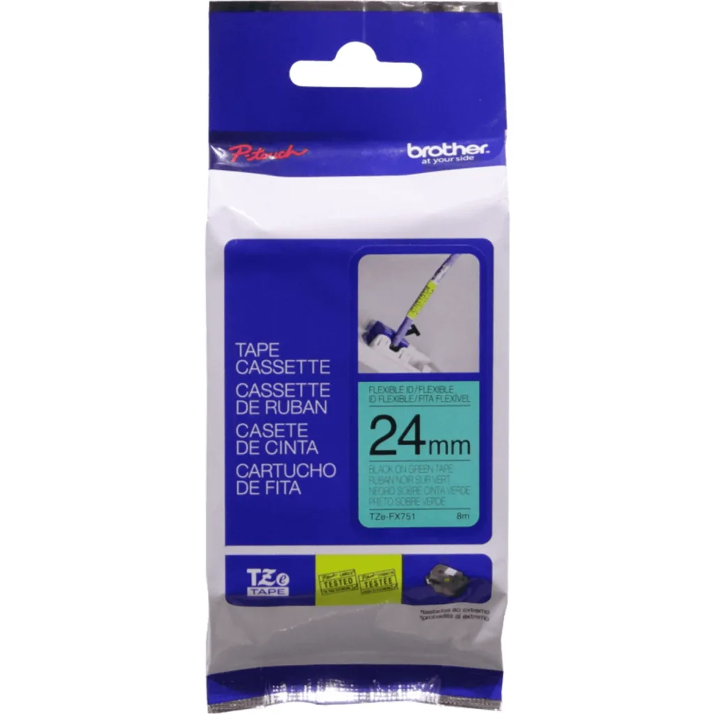 Imagen 1 de BROTHER Flex 24mm Negro en Fondo Verde Cinta 8mt p/PT-E550WVP/D600VP