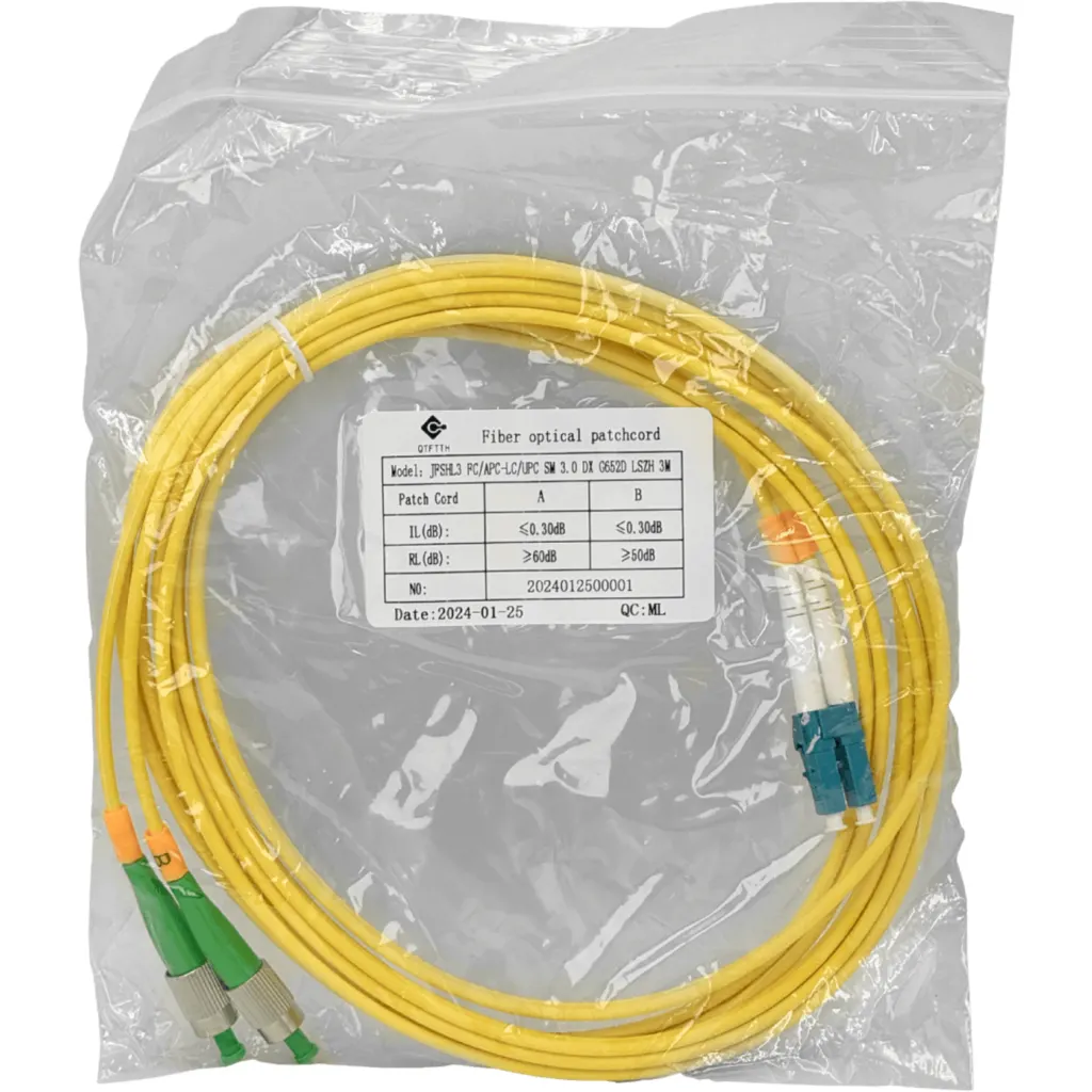 3mt FC/APC-LC/UPC MonoModo SM Duplex Jumper Cable Fibra 9/125um 3mm