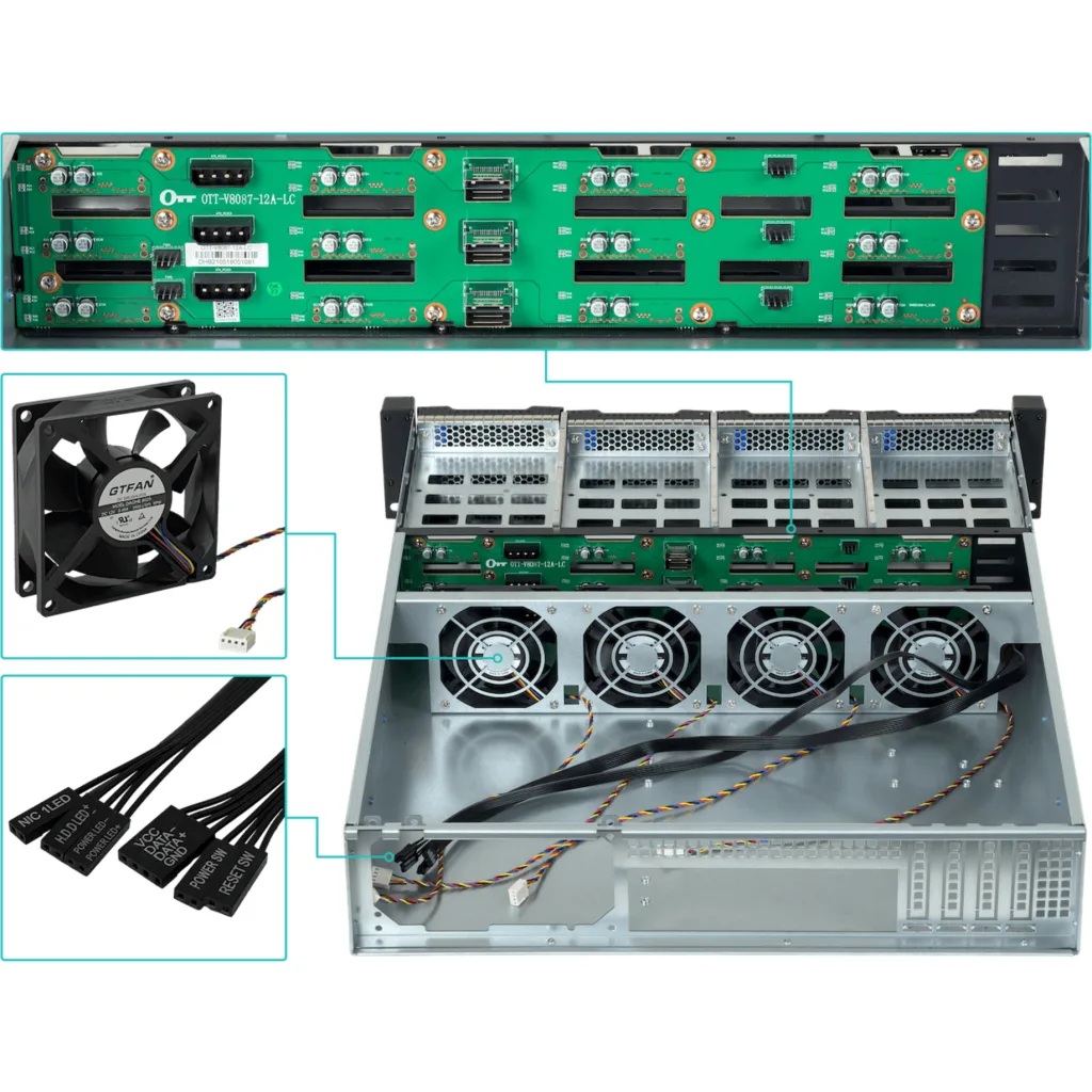 Imagen 1 de LINKMADE 2U Storage Case p/Rack 12x3,5-Hotswap MATX req/Fuente-ATX