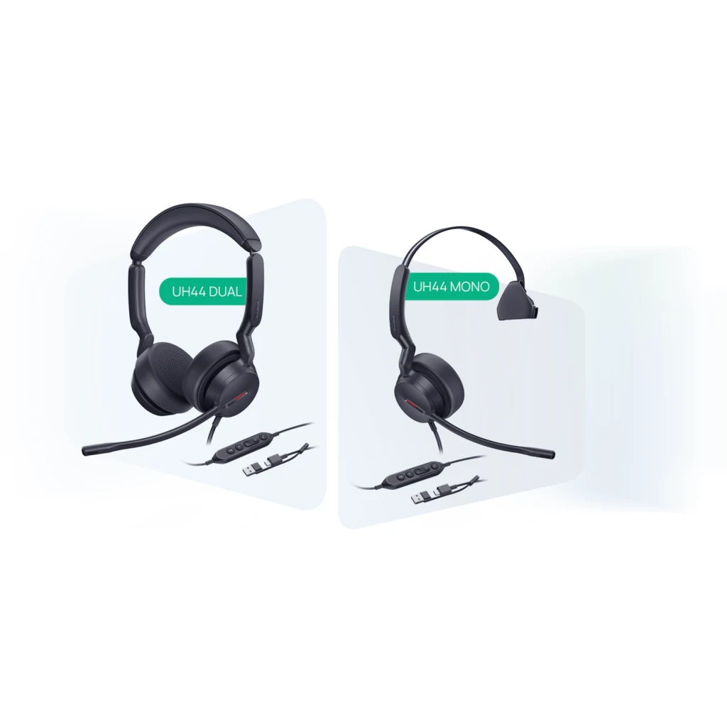 Audifonos profesionales con conexion USB-C/USB-A, doble microfono con cancelacio