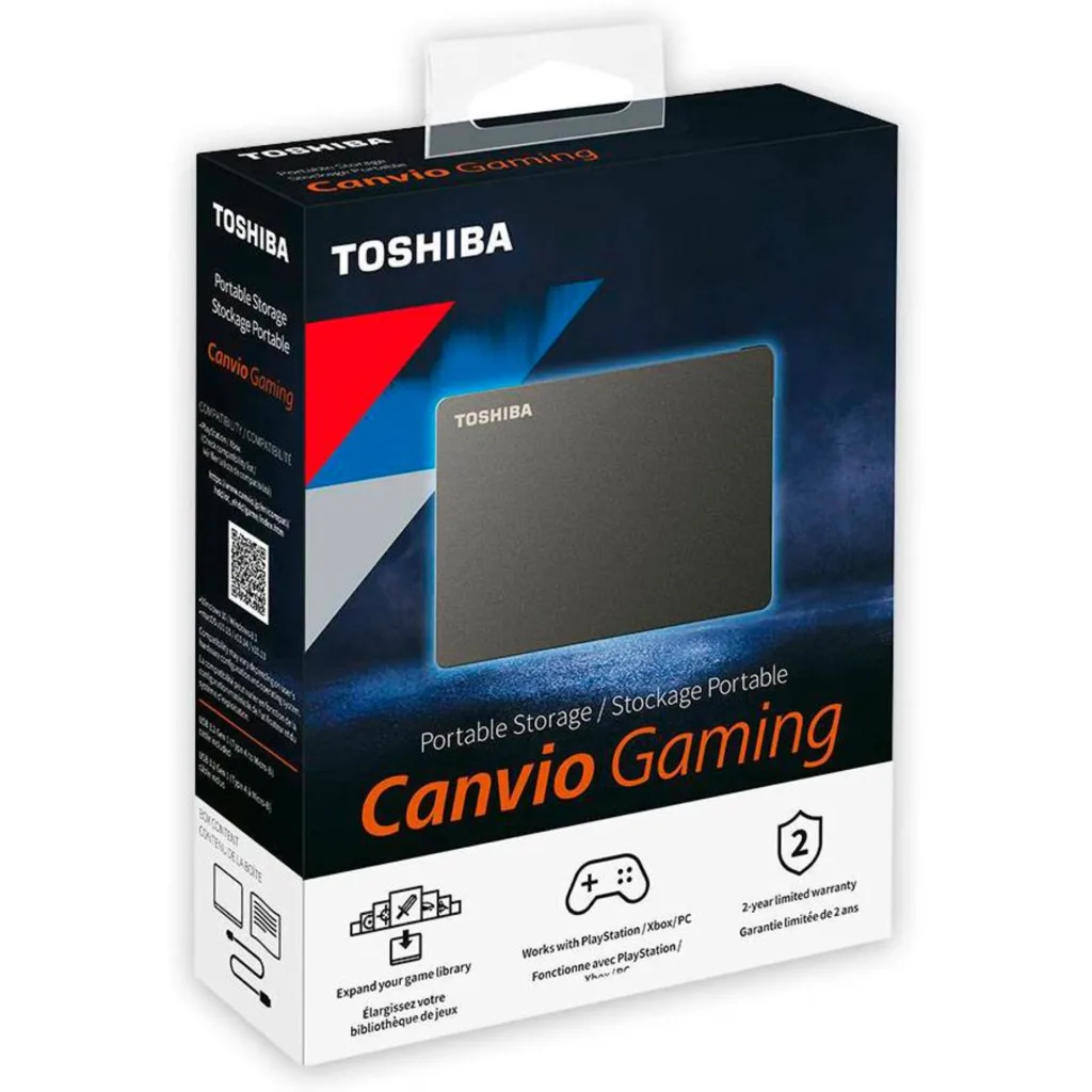 Disco Duro Externo Toshiba Canvio Gaming 2TB Cable USB Tipo-A Entrada Micro-B