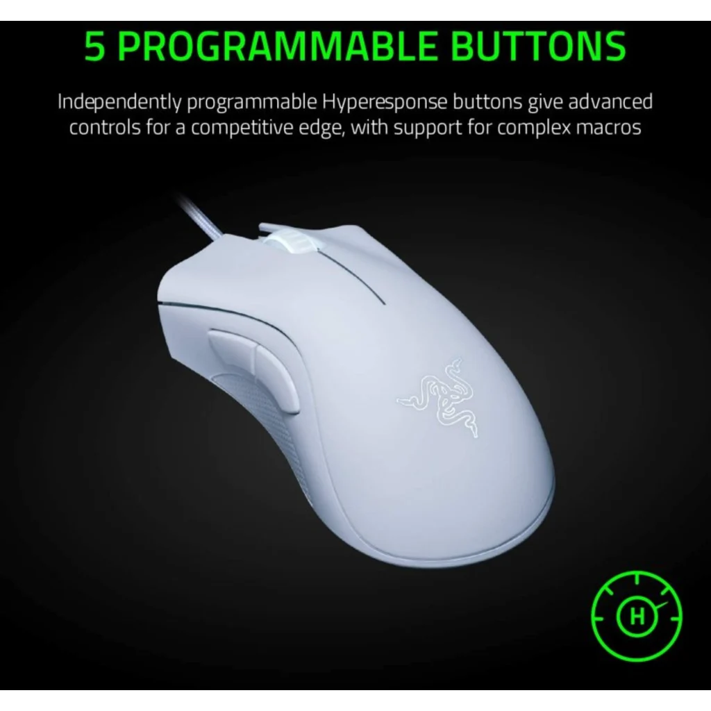 Imagen 3 de Mouse Gamer Alámbrico Razer DeathAdder Essential Ergo Óptico 6400 DPI  Blanco