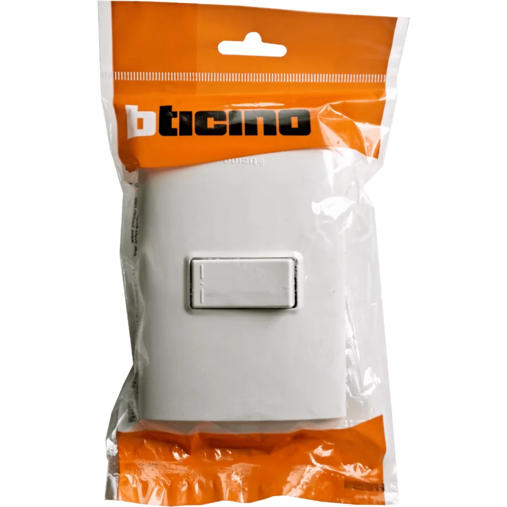 BTICINO MODUS 1-INTERRUPTOR-10A UNIPOLAR-912 C/BASE/TAPA BLANCA ARMADO
