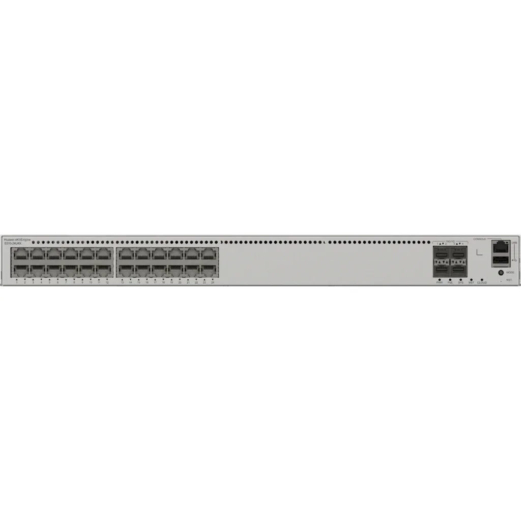 S310-24U4X. Switch Huawei eKit 24 puertos PoE++ 10/100/1000Base-T 4 Puertos 10 GE SFP+ capacidad de conmutación de 128 Gbit/s capacidad de reenvió de paquetes de 96 Mpps para agregación PoE de 2268W
