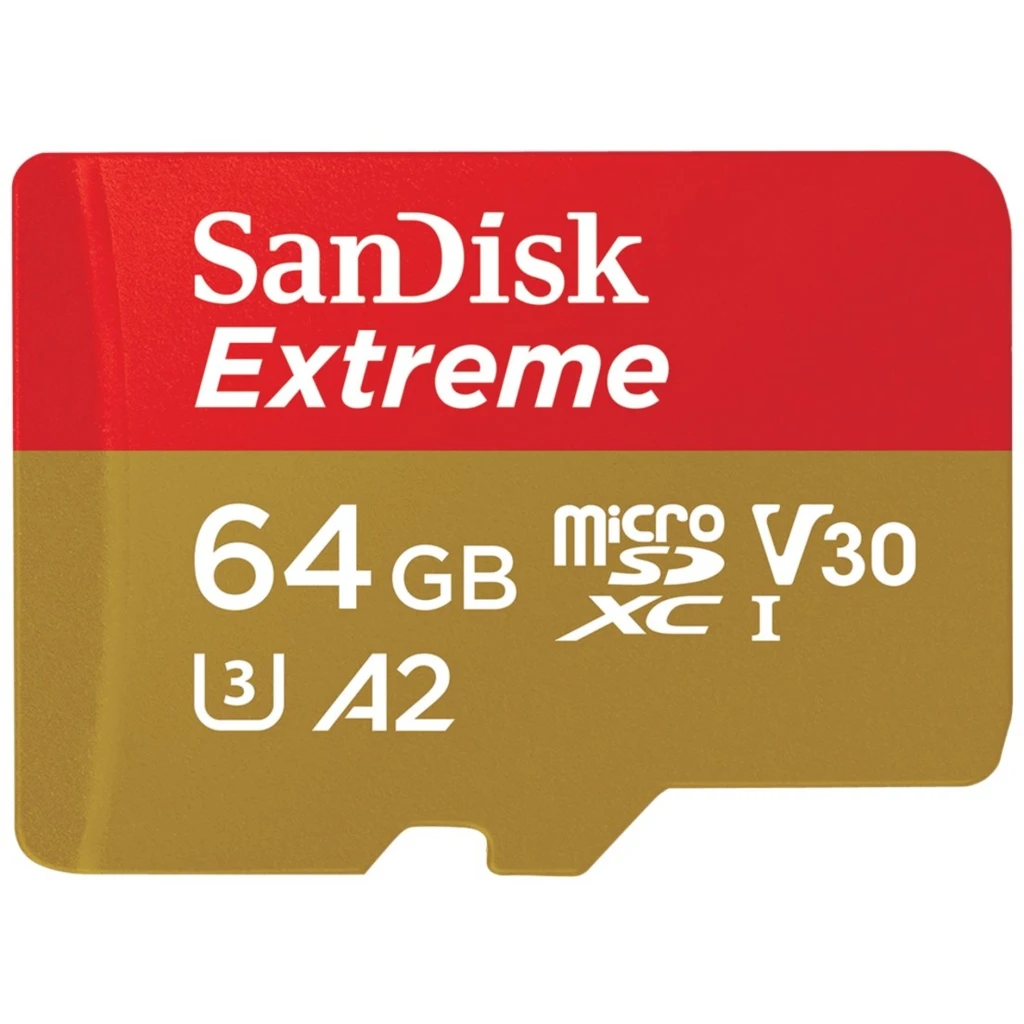 Memoria MicroSDXC 64GB SanDisk Extreme UHS-I C10 V30 A2 U3 170MBs 80MBs+Adaptad