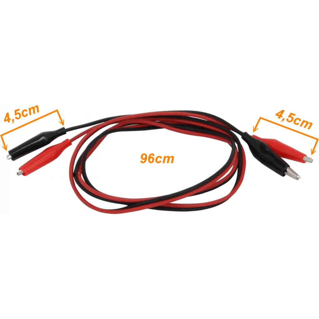 2-unids. Cable-1mt con Pinzas Rojo/Negro 96cm