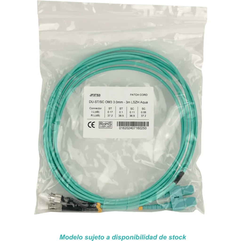 Imagen 5 de 3MT ST-SC OM3 MULTIMODO MM DUPLEX JUMPER FIBRA 50/125UM