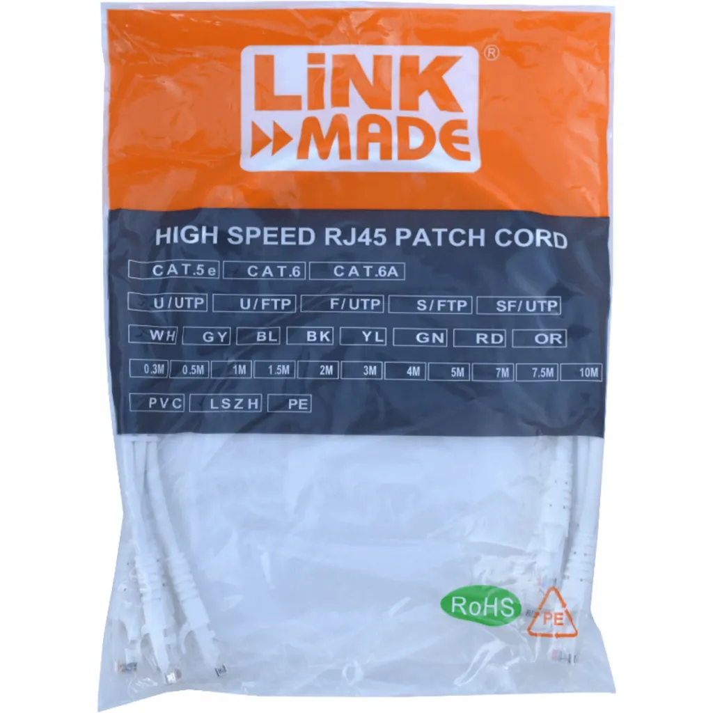 Cable Patch Inyectado Multifilar 4Un 50cm CAT6 U/UTP Blanco LSZH