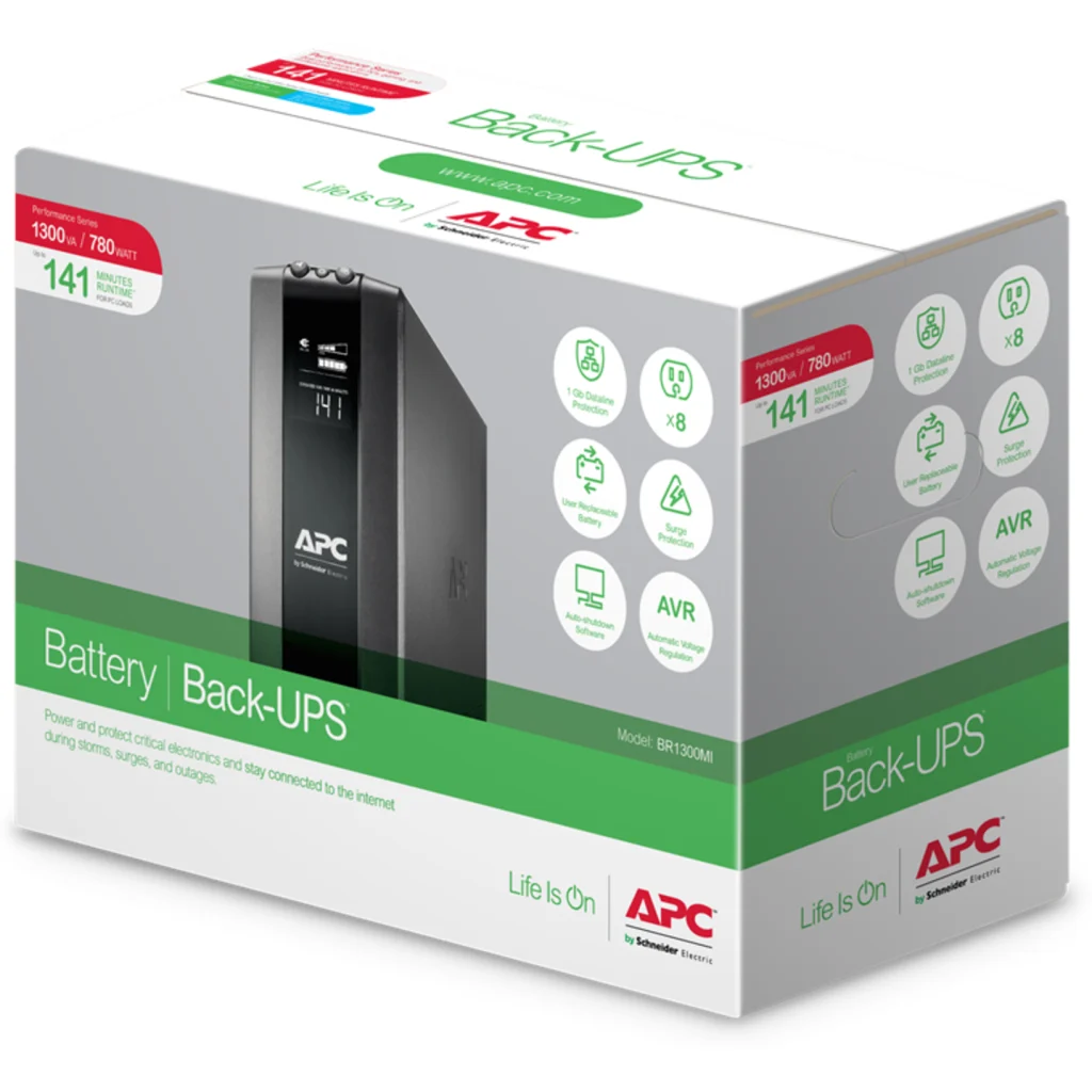 Imagen 6 de UPS APC 1300VA 780W Torre interactiva BackProBR enc IEC 230V Interfaz LCD