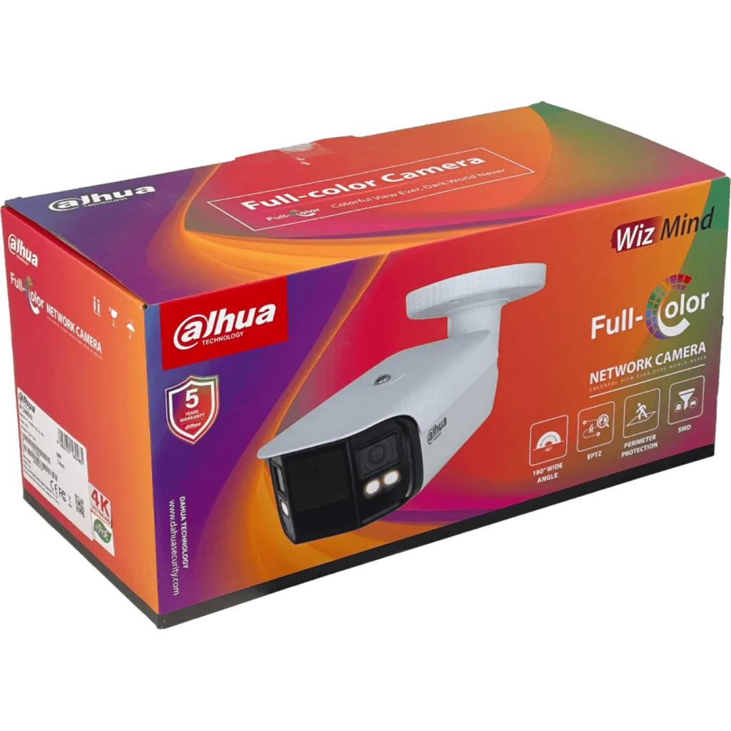 DAHUA Bala 8MP 3,6mm doble lente 180deg Full Color IP67 MicSD RCA IR40mt