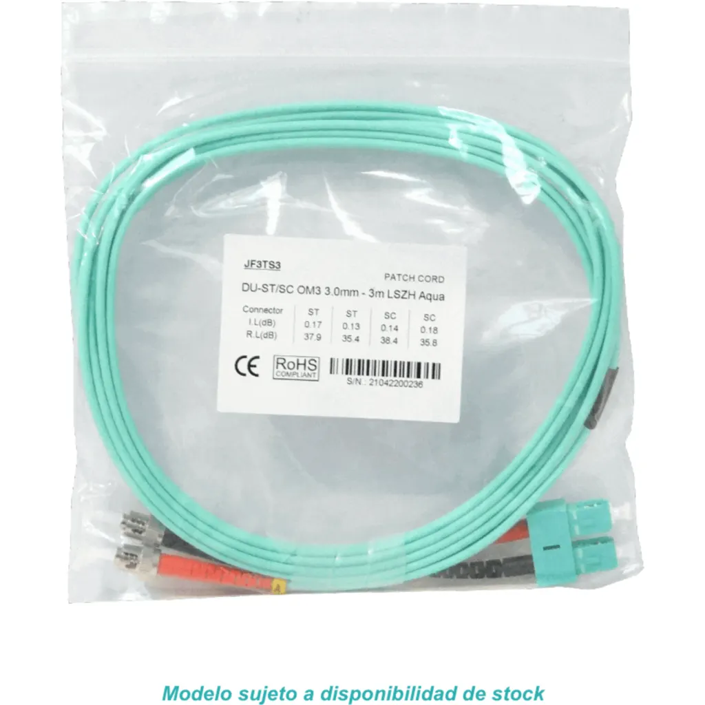 3MT ST-SC OM3 MULTIMODO MM DUPLEX JUMPER FIBRA 50/125UM