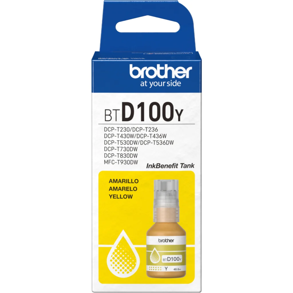 Botella de Tinta Brother BTD100 AMARILLO MFC-T930DW DCP-T830DW/730/536/430 5000p