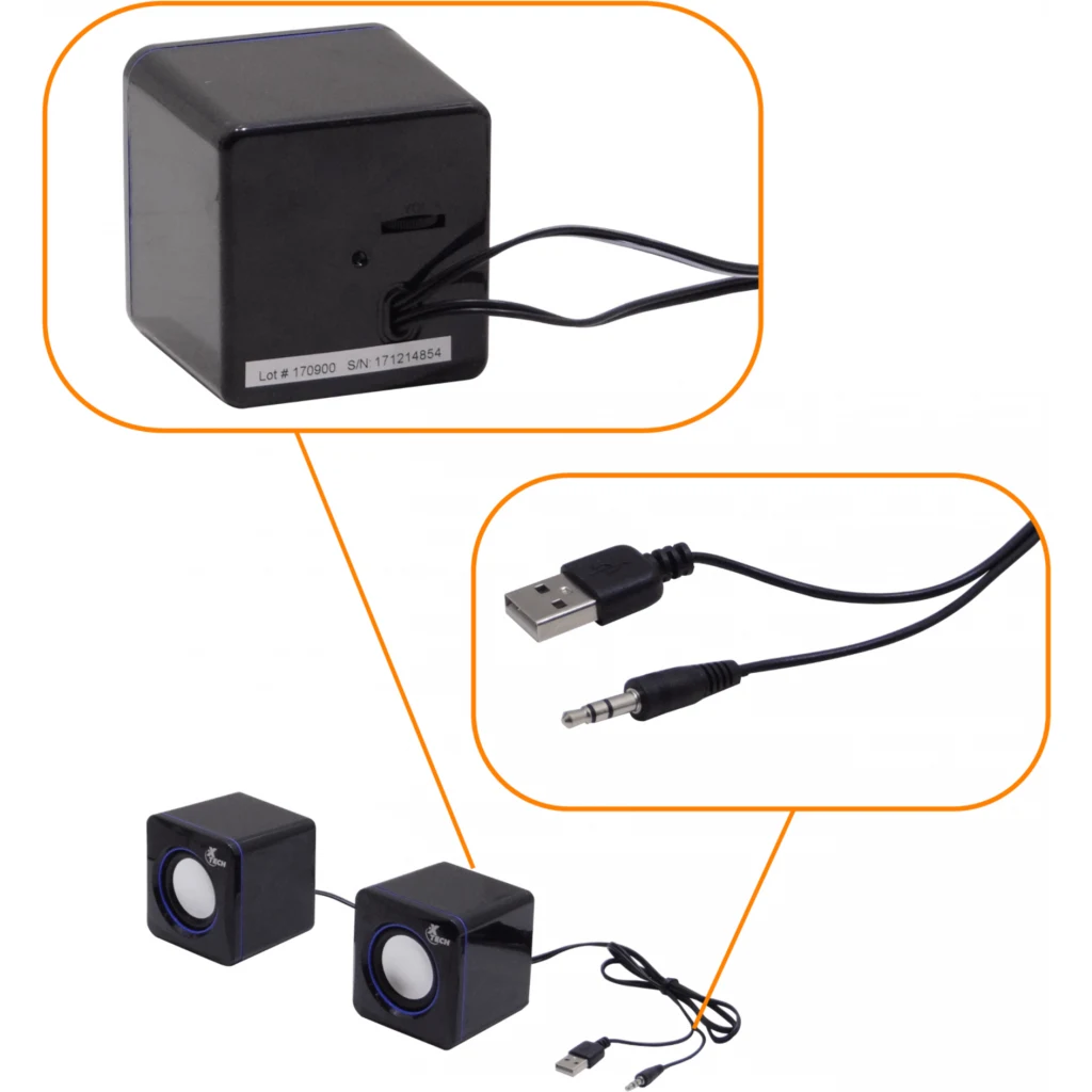 Parlante Xtech Mini XTS-110  5Watts RMS Interfaz USB y 3,5 mm Color Negro 