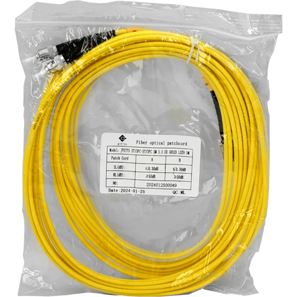 5mt ST-ST MonoModo SM Duplex Jumper Cable Fibra 9/125um 3mm