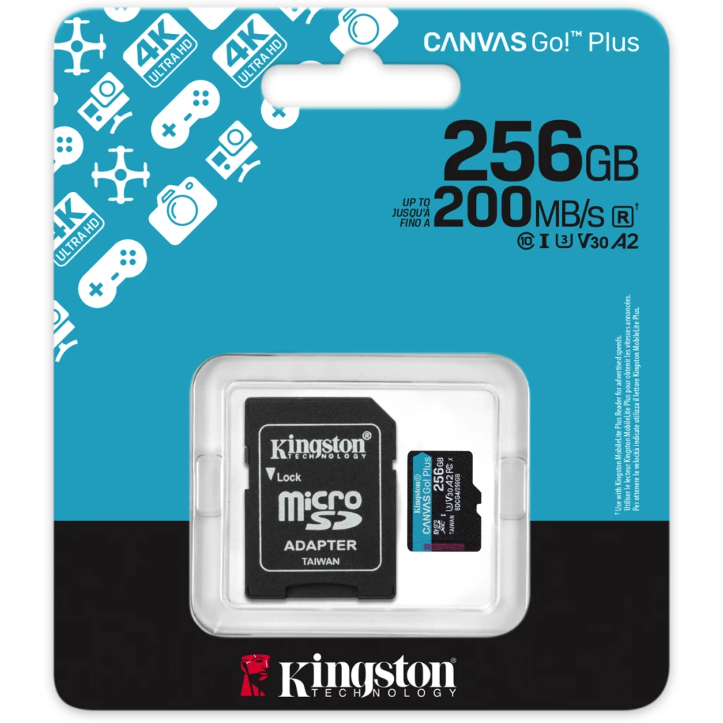 Imagen 4 de Memoria MicroSDXC 256GB Kingston Canvas Go Plus Cat10 UHS-I U3 V30 A2 Lec200MB/s