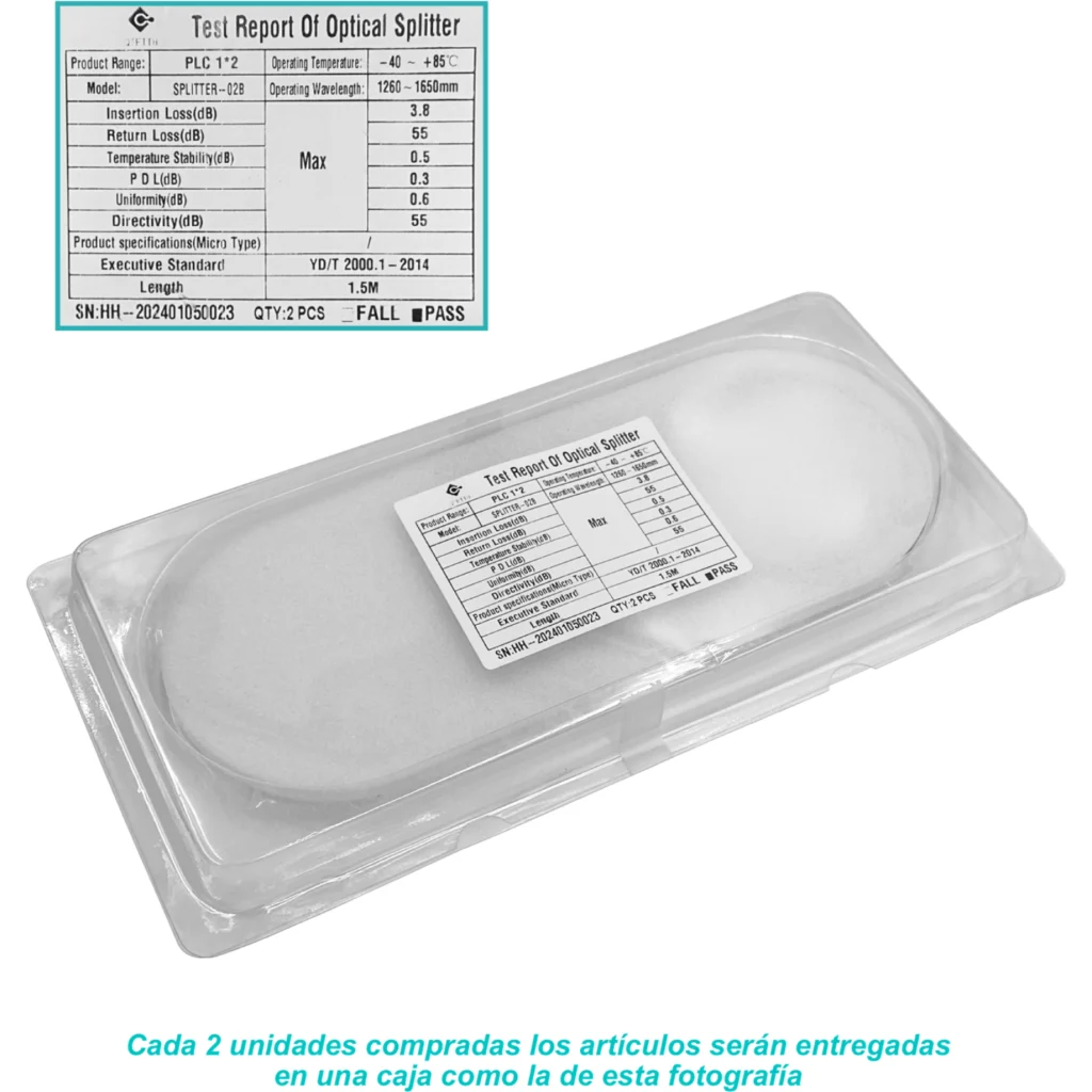 Imagen 1 de 1un 1x2 sin-Conectores Divisor p/EPON/GPON 1.5m req-Fusion 1260-1650mm