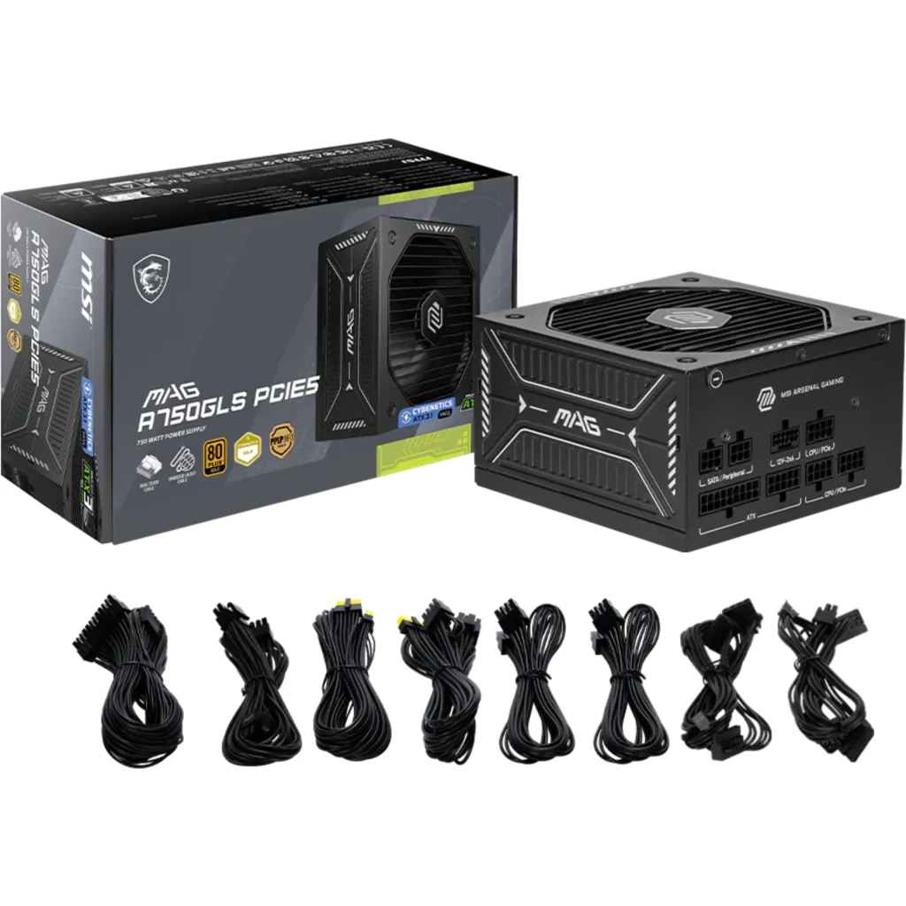 Imagen 4 de Fuente de Poder MSI MAG A750GLS PCIE5 750W 80Plus Gold PFC Activo ATX Modular