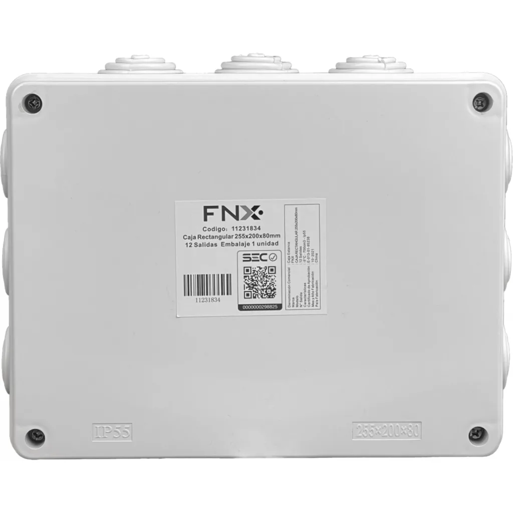 Imagen 3 de 255x200x80mm Caja Estanca Blanca IP55 12-Conos 4-Tornillos