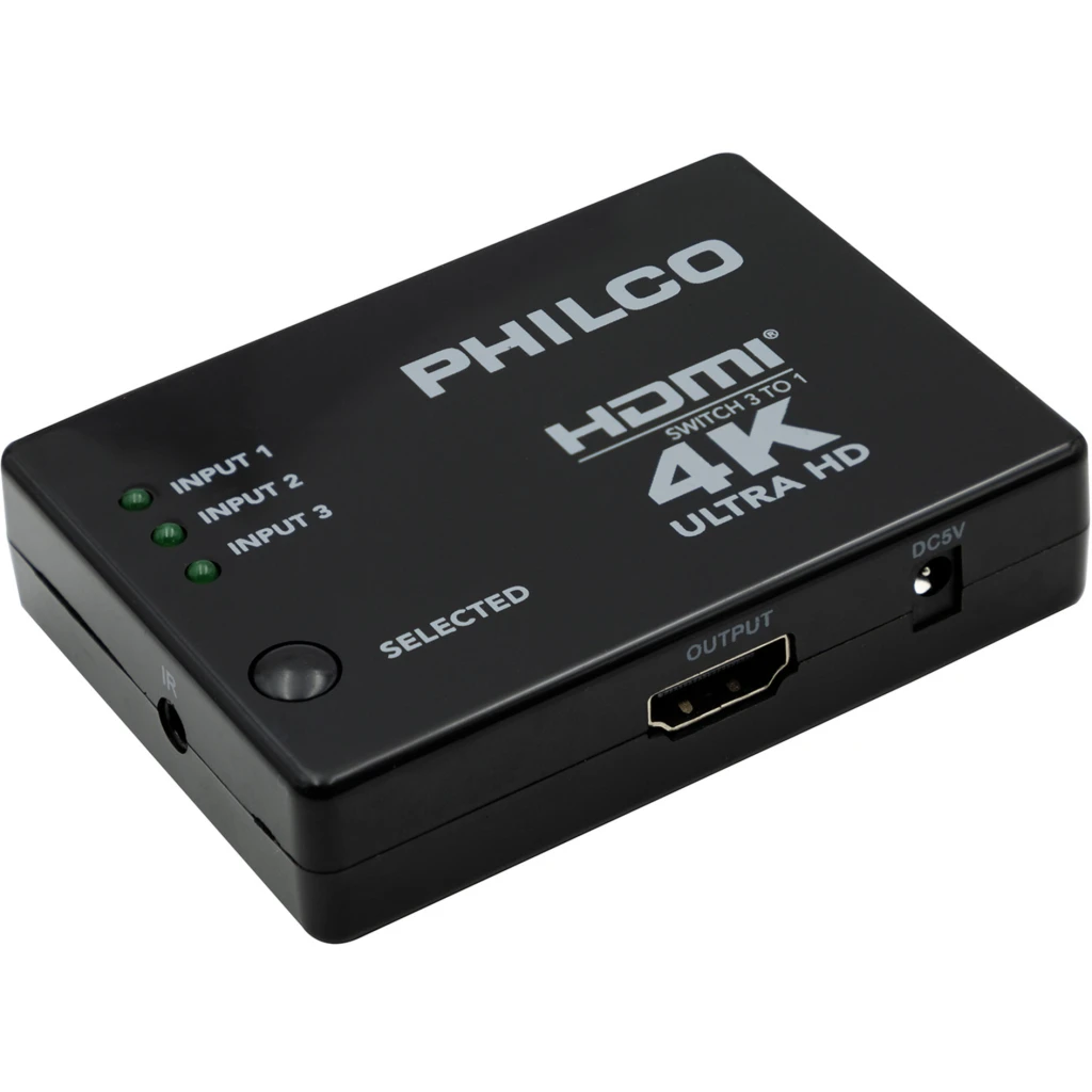 Switch HDMI Philco 3*1 FHD UHD con Control Remoto Resolución Hasta 1080p 