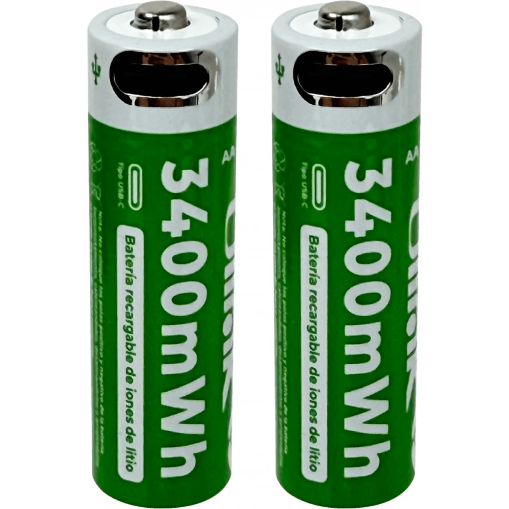 Imagen 2 de Pack Pilas Recargables Ulink, 2*AA 3400mWh 1,5V Li-ion USB-C incluye Cable