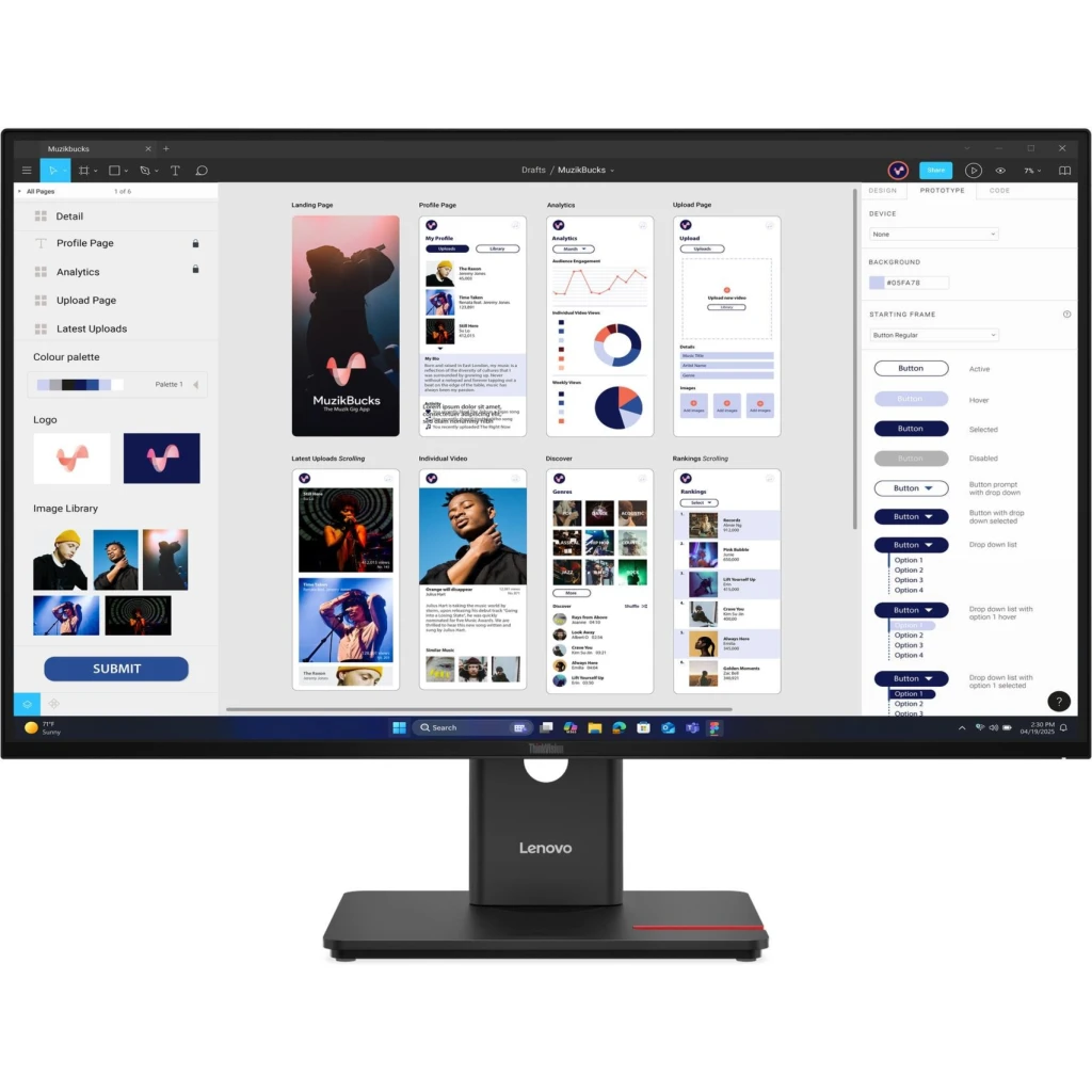 Imagen 2 de Monitor Lenovo ThinkVision T32UD-40 31.5" UHD 3840*2160 IPS DP HDM USB-C 60Hz