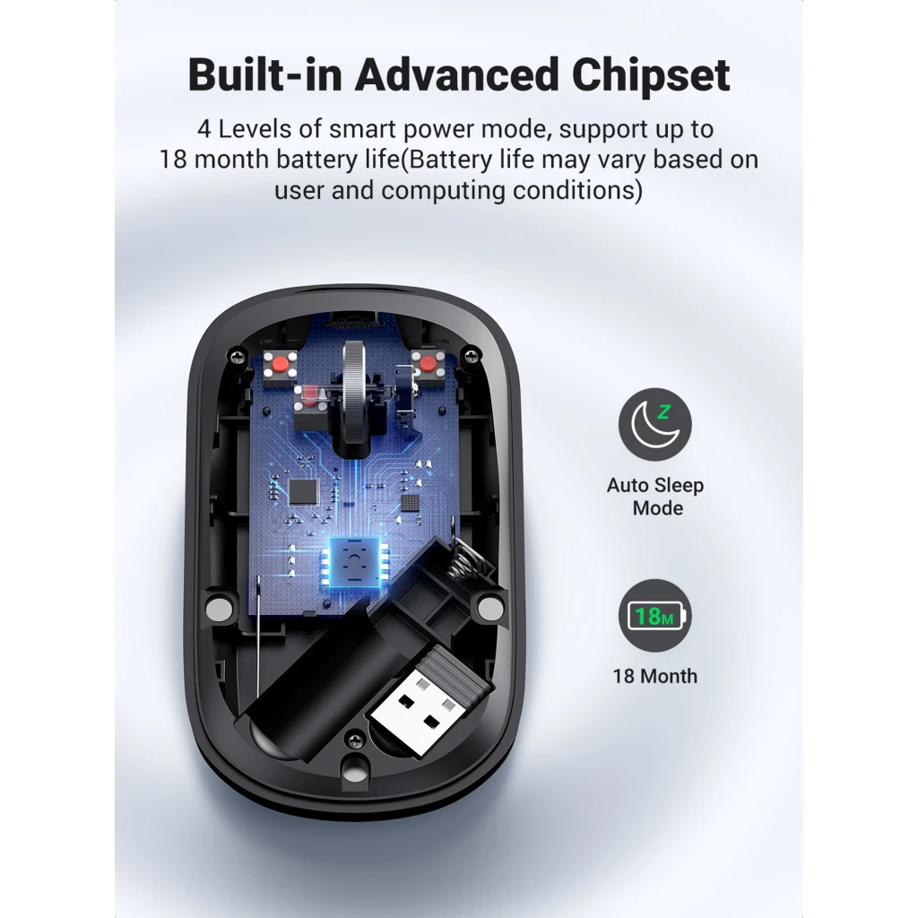 Imagen 4 de Mouse Inalámbrico Ugreen MU001 Óptico 4000dpi Bluetooth Ultra delgado Gris Oscur