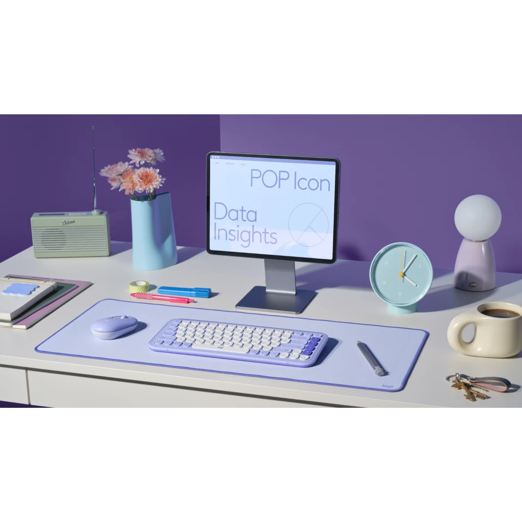 Imagen 7 de Mouse Pad Gamer Logitech Desk Mat Studio, 300*700*2mm Poliéster reciclado Lila