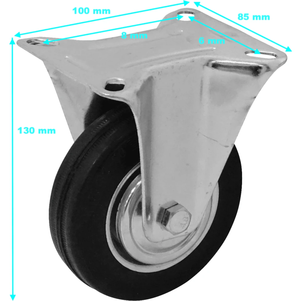 Imagen 1 de Rueda 4-pulgadas Fija Negra Soporta-80Kg 85x100x130mm