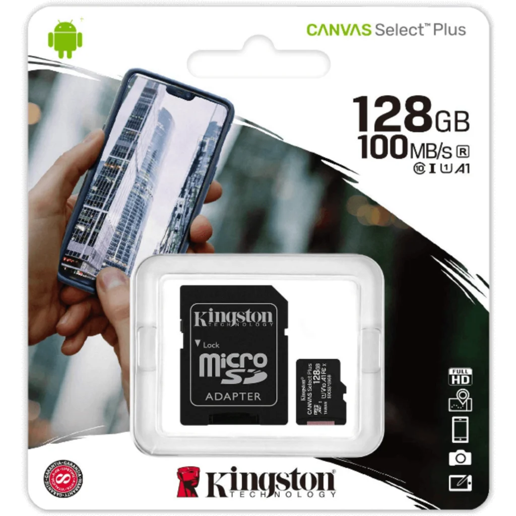 Imagen 1 de KINGSTON 128GB MicroSD-XC c/Adaptador-SD Class10 SDCS2/128GB