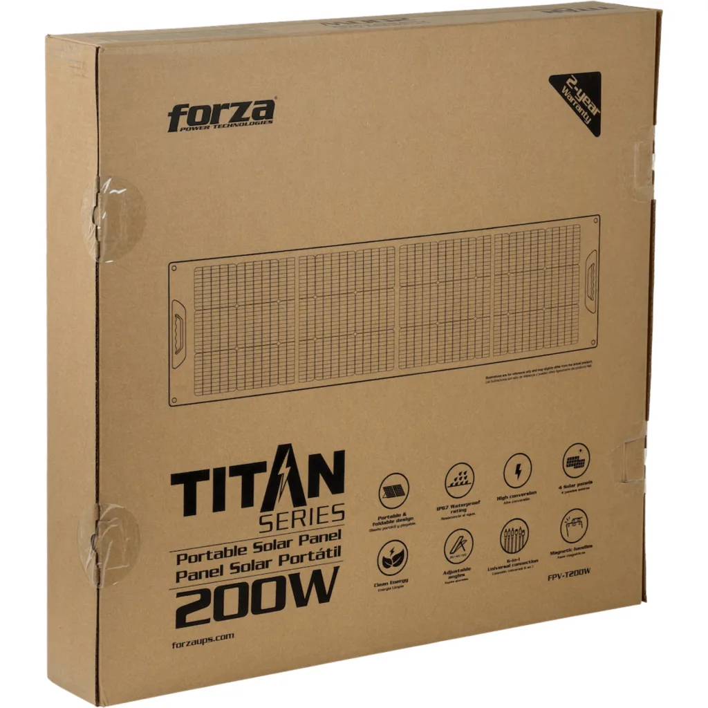 Imagen 5 de FORZA 200W 18Vmp Monocristalino Portatil Panel Solar IP65 144-Celdas