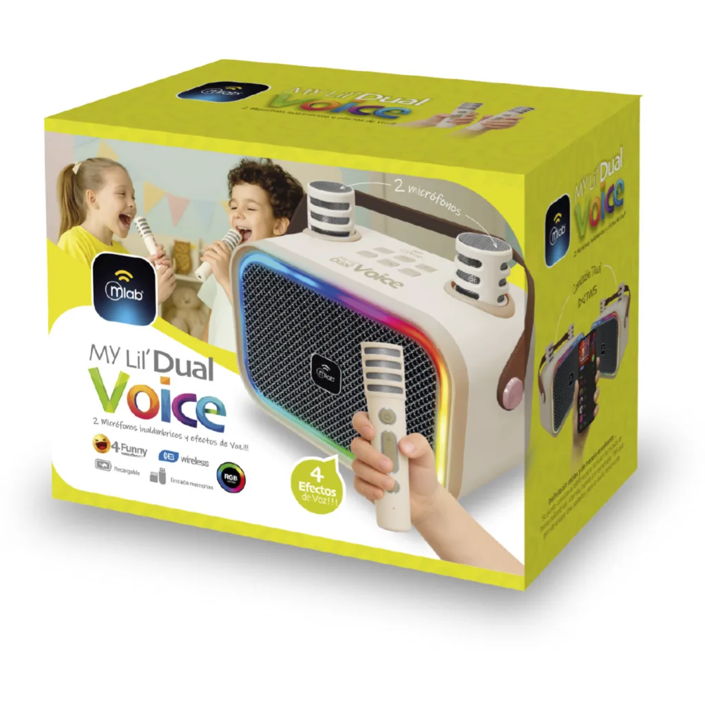 Imagen 2 de MLAB KARAOKE MY LiL VOICE LUZ RGB 2 MICROFONOS INALAMBRICOS WHITE