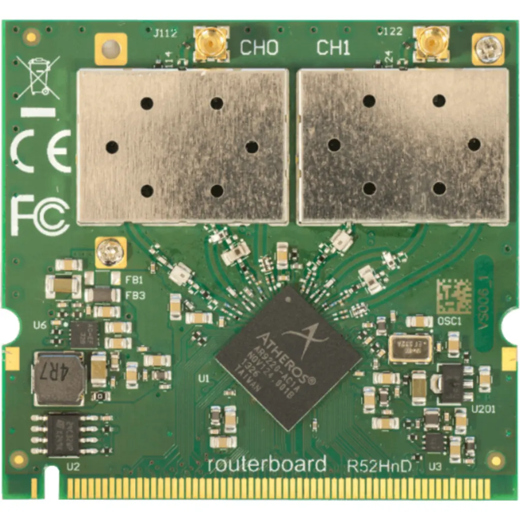 Imagen 1 de MIKROTIK 2-MMCX 26dBm 2,4GHz/5GHz A/B/G/N300 400mW AR9220 MINIPCI