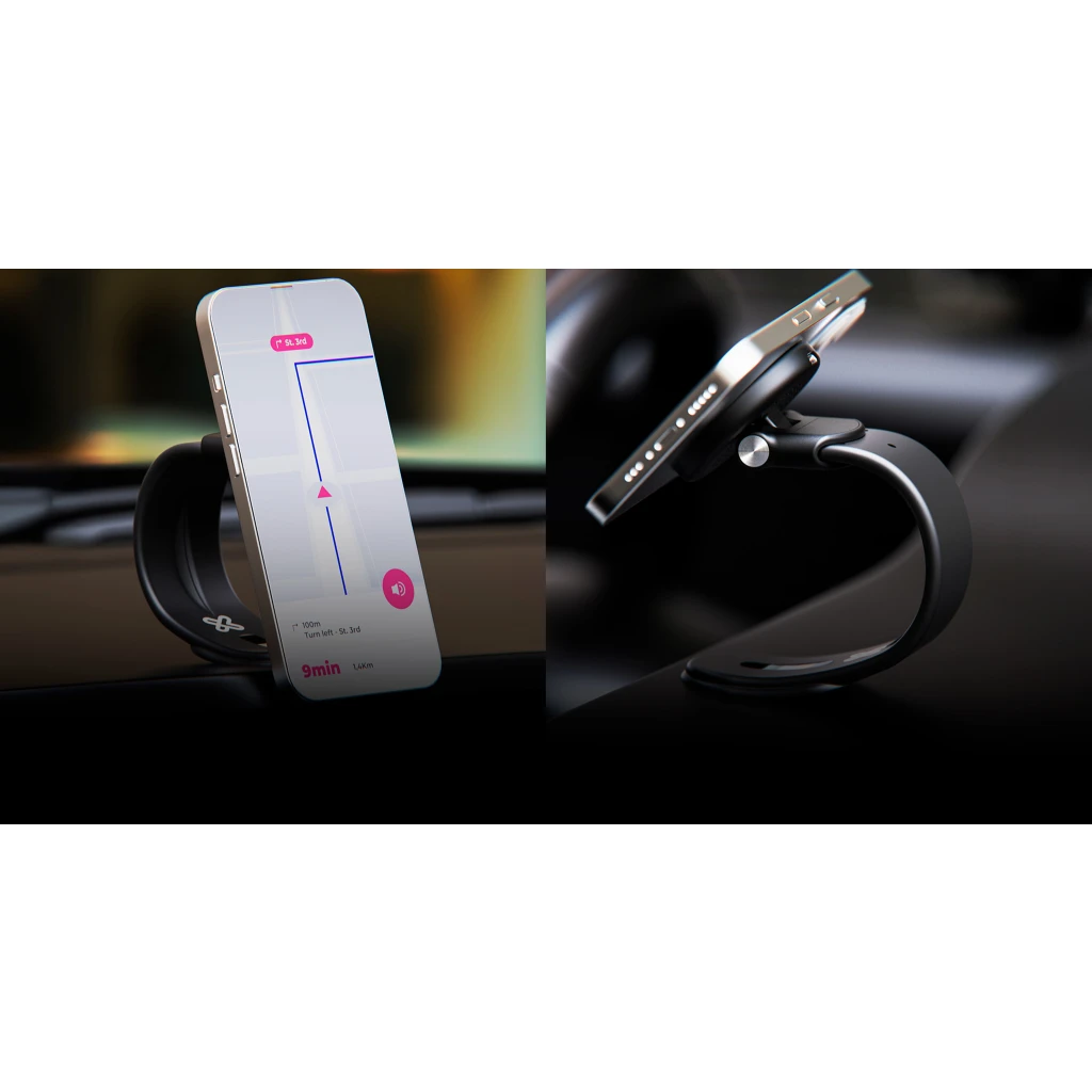 Imagen 7 de Klip Xtreme - Car wireless charging holder - 15 Watt - 24 pin USB-C - Cellular phone / Wireless earbuds / Apple AirPods / Apple Watch - Wireless - Para Smartphones - Foldable Velcro