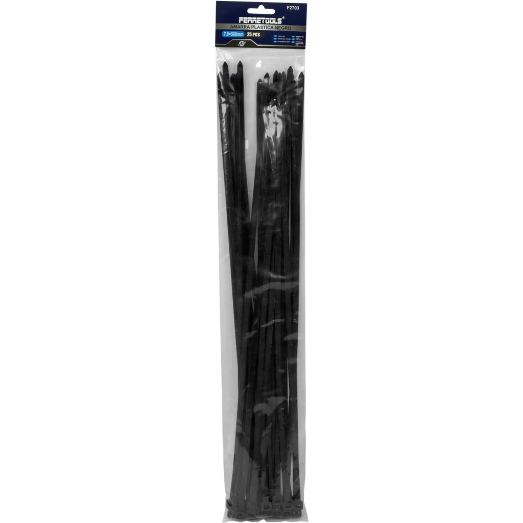 Imagen 2 de 25-un 500x7,0mm Negra Amarra Plastica Nylon 7.0x500mm