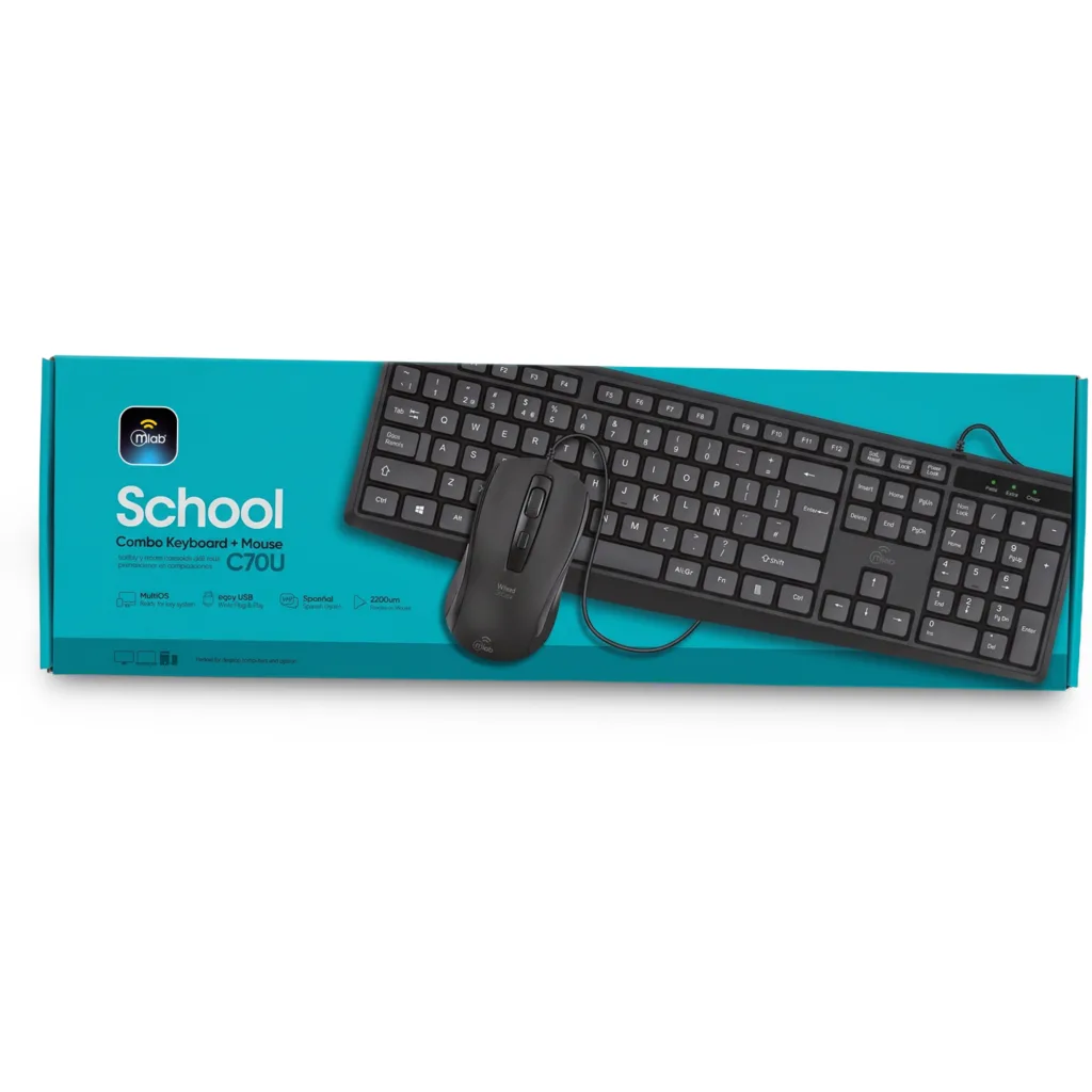 Imagen 1 de MLAB KIT TECLADO Y MOUSE WIRED 1600DPI SCHOOL C70U GRAY/BLACK