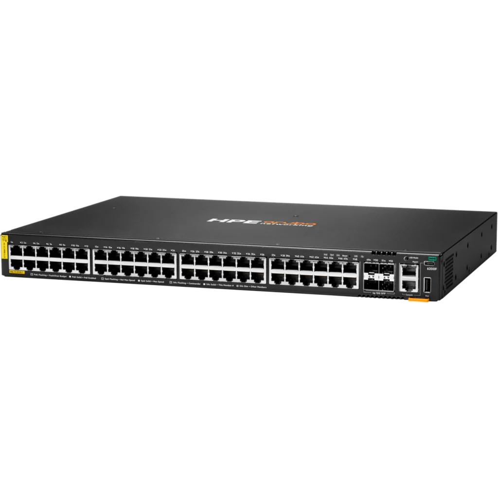 Switch HPE Aruba Networking CX 6200F 48G Class-4 PoE 4SFP+ 370W