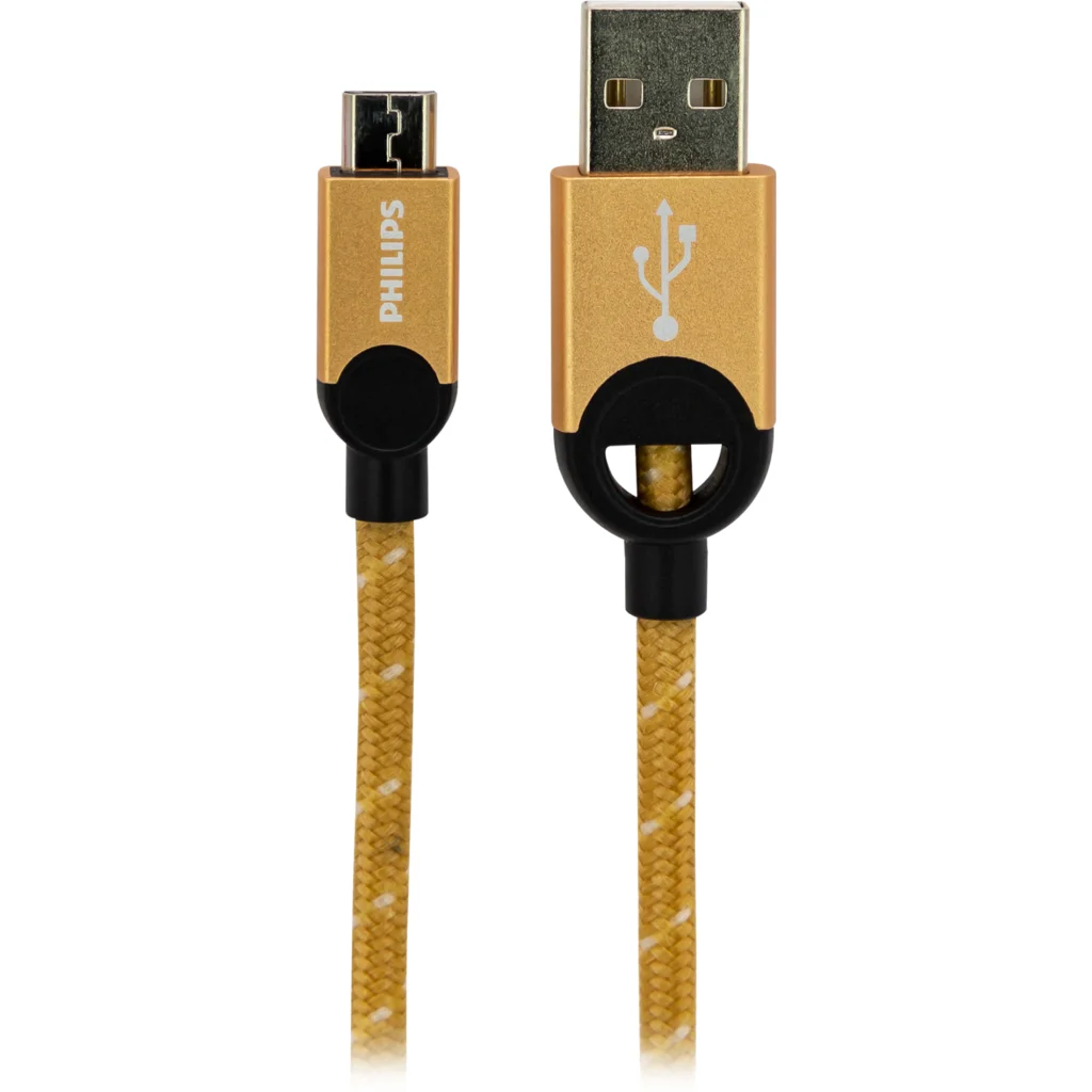 Imagen 3 de Cable USB-A a microUSB M/M  Trenzado 1.2mts Gold - Philips DLC2618G