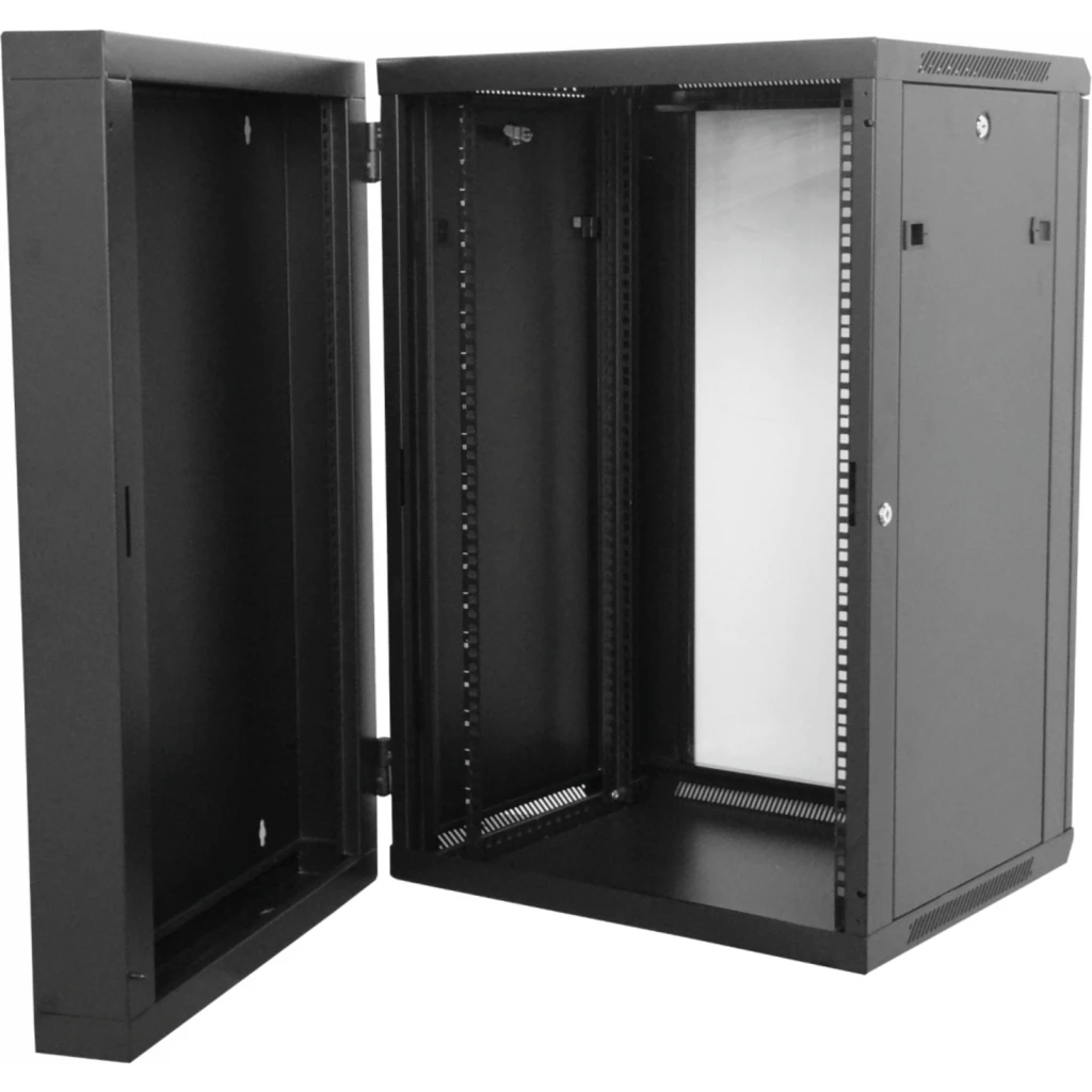 Imagen 2 de LINKMADE 18U RACK DOBLE BISAGRA 60CM-FONDO NEGRO INC-2U