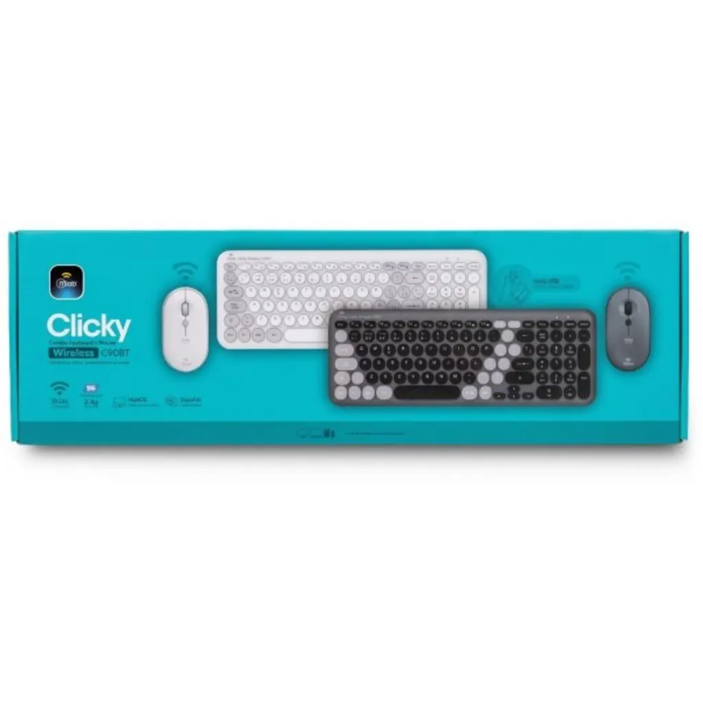 Imagen 1 de MLAB KIT TECLADO Y MOUSE BLUETOOTH + 2,4GHZ 1600DPI CLICKY C90BT WHITE/GRAY