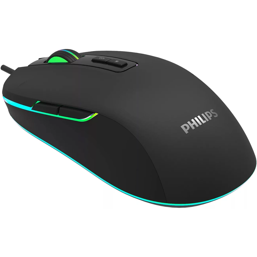 Imagen 1 de Mouse Alámbrico Philips G414 Óptico 3200DPI 7botones Iluminación Muticolor Negro