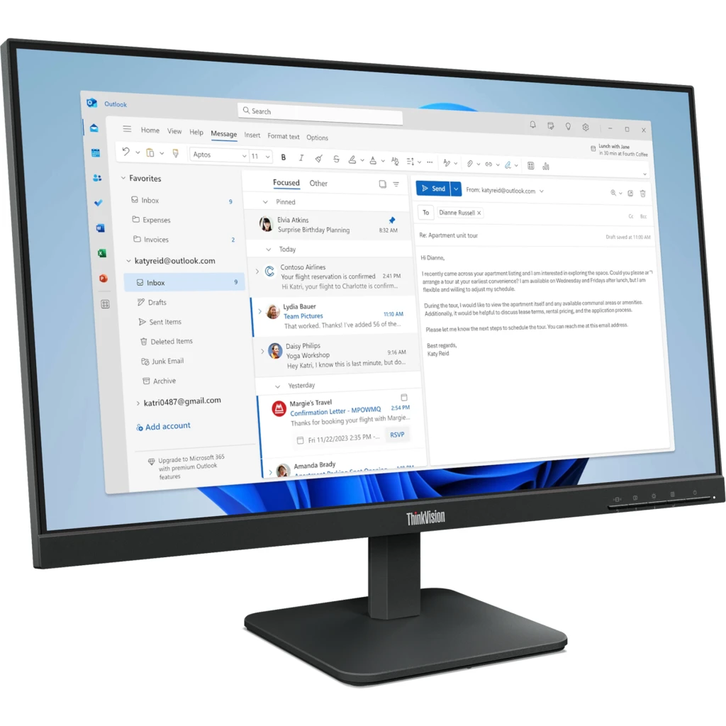 Imagen 2 de Monitor Lenovo ThinkVision S24-4e 23.8" 1920*1080 IPS HDMI VGA 100Hz 4ms GtG 