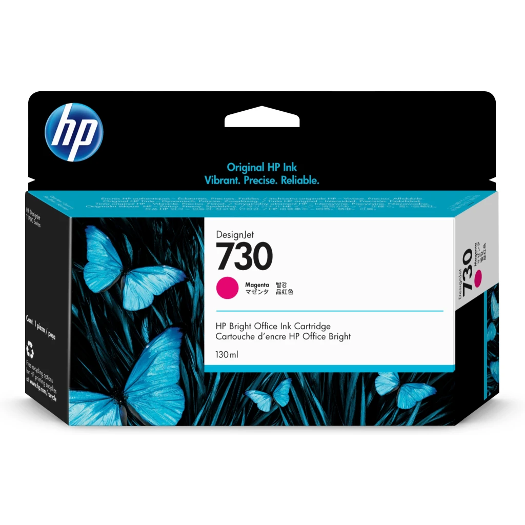Imagen 1 de Cartridge HP 730 Magenta para Imp DesignJet Ink T1600/T2600/T1700, 130ml 