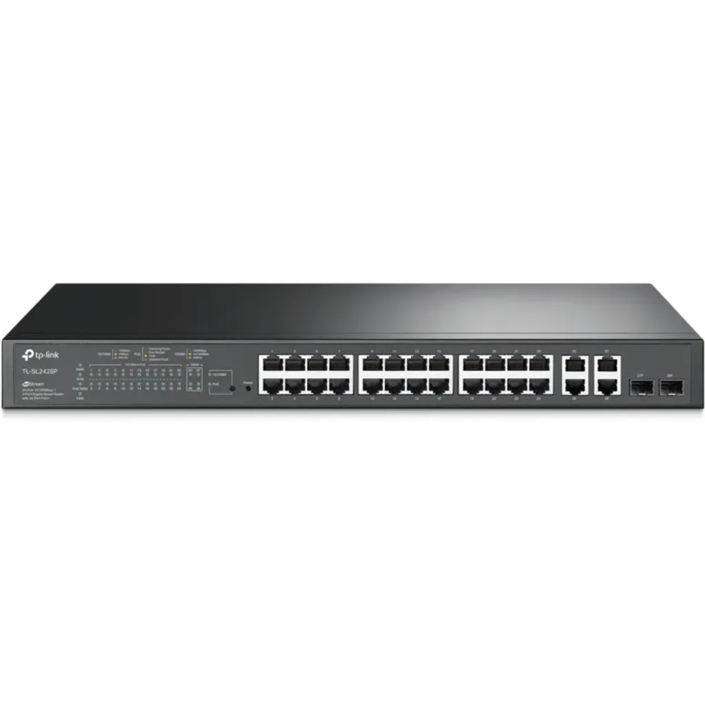 Switch Smart TP-Link TL-SL2428P, JetStream de 24x PoE + 10/100Mbps + 4x Gigabit