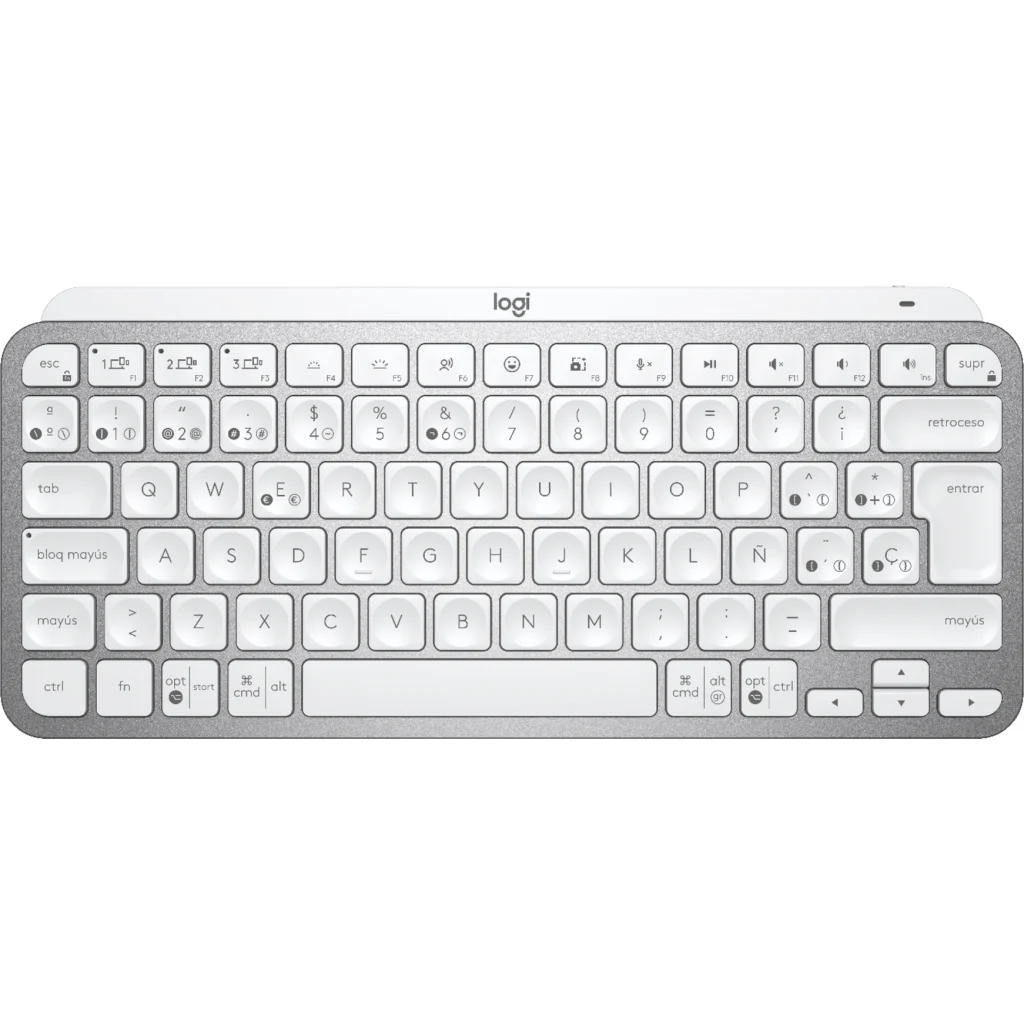 Imagen 2 de Teclado Español iluminado Bluetooth Logitech MX Keys Mini Blanco + Regalo