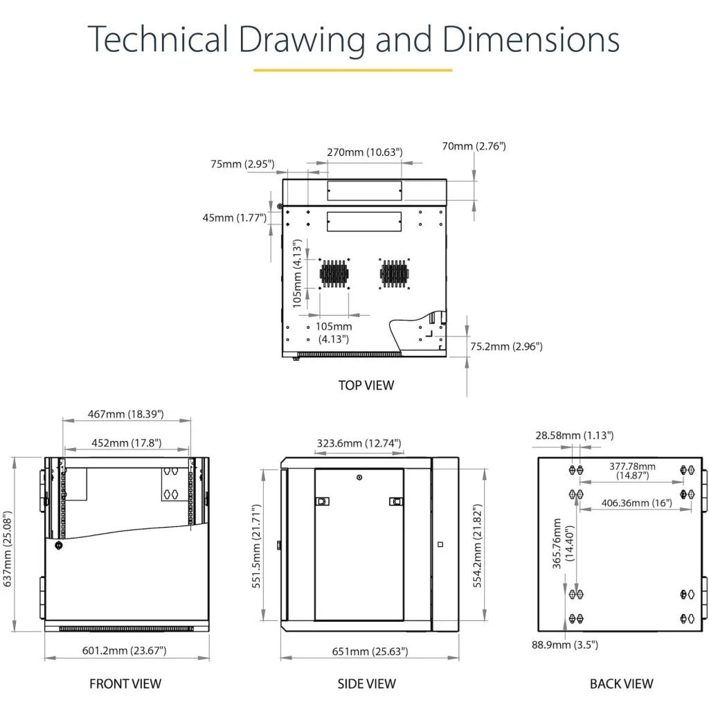 Imagen 13 de Rack de Pared para Servidores 12U - 20in