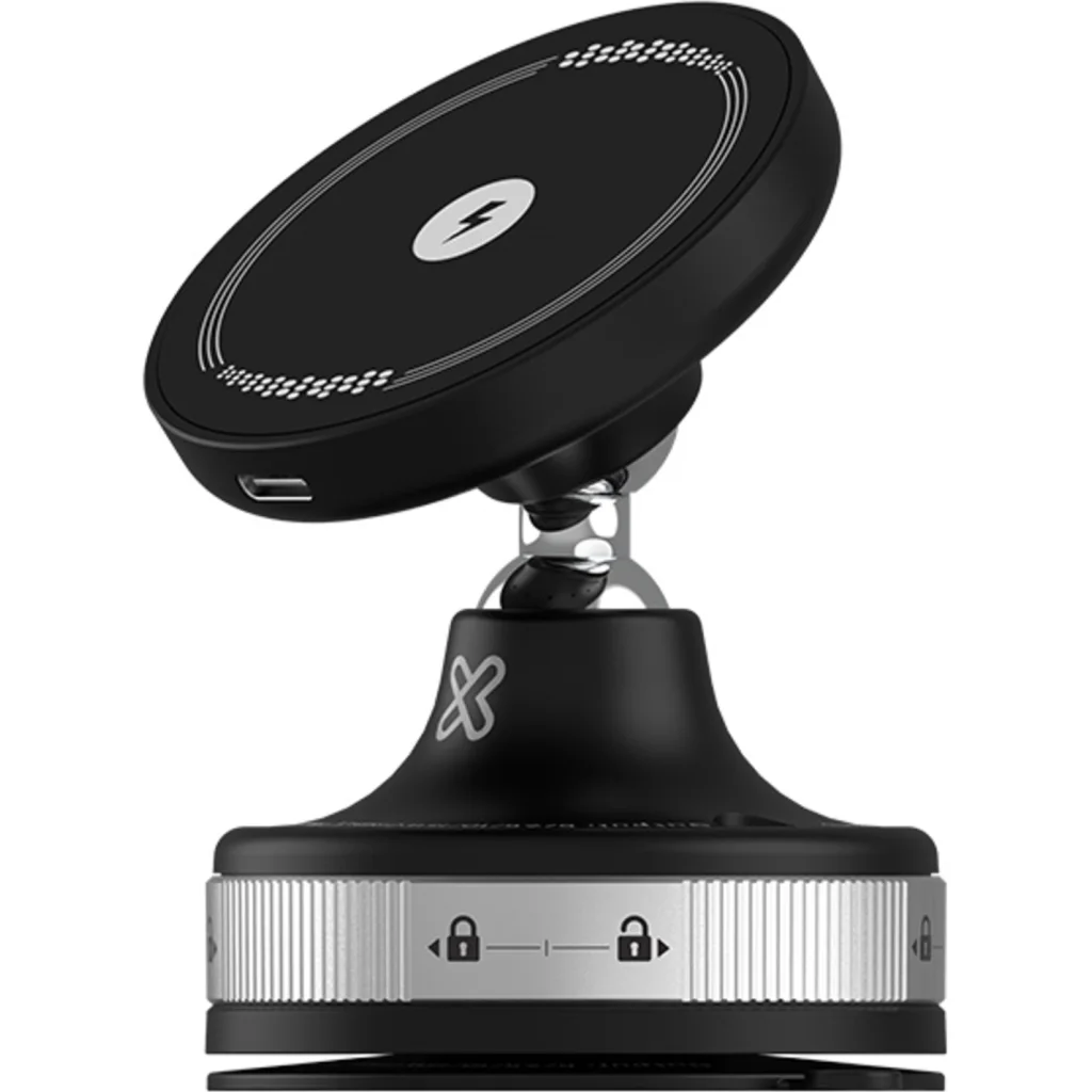 Imagen 2 de Klip Xtreme - Car wireless charging holder - 15 Watt - 24 pin USB-C - Cellular phone / Wireless earbuds / Apple AirPods / Apple Watch - Wireless - Para Smartphones - Vacuum Articulated